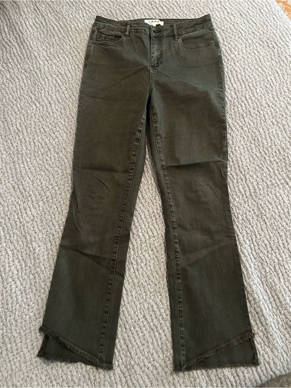 Charlie B Dark Olive (very slightly) Flare Jeans